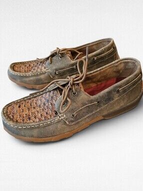 Twisted X Casual Shoes Driving Mocs Snake Skin Print Leather WDM0069 Size 8.5M